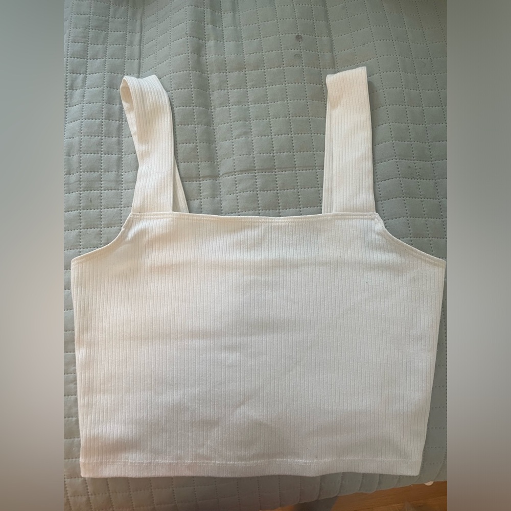 white ribbed american eagle tank